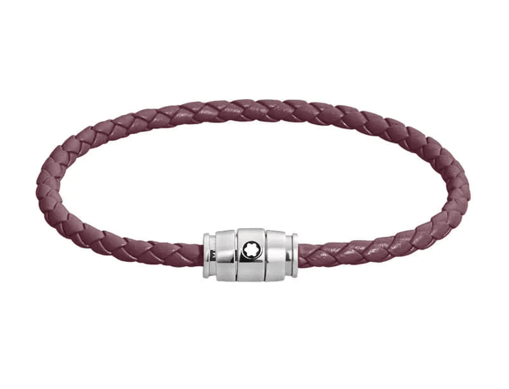 Montblanc Meisterstuck Leather Steel Bracelet - Burgundy