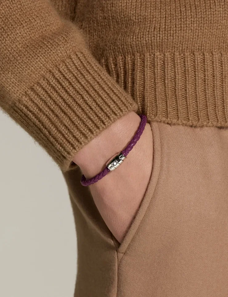 Montblanc Meisterstuck Leather Steel Bracelet - Burgundy