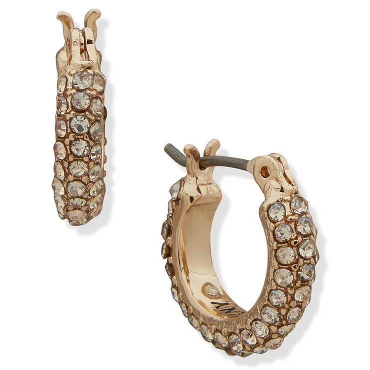 DKNY Women’s Gold Crystal-Encrusted Hoop Earrings