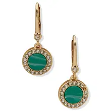 DKNY Women’s Gold Earrings with Green & Crystals