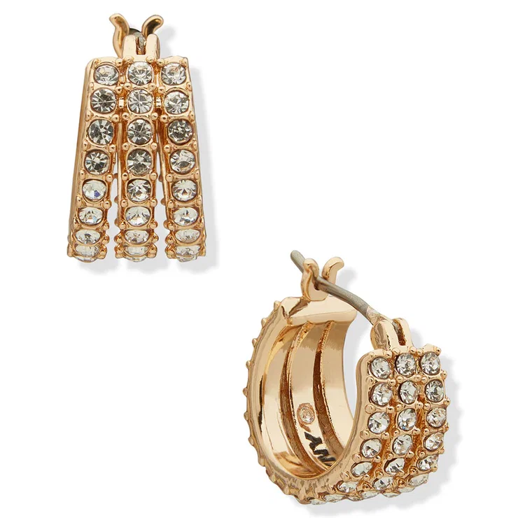 DKNY Women’s Gold Earrings & Triple Crystal Rows