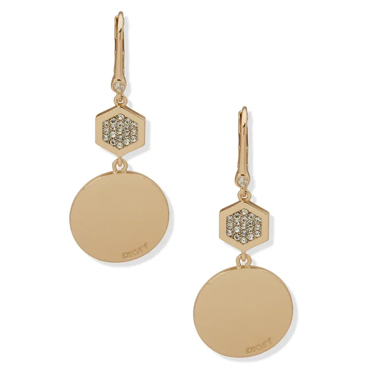DKNY Women’s Gold Hexagon & Disc Drop Earrings