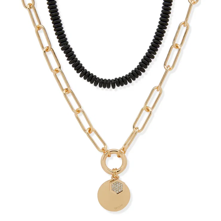 DKNY Women’s Gold Necklace with Black Beads