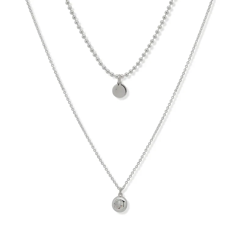 DKNY Women’s Silver Necklace - Crystal Pendant