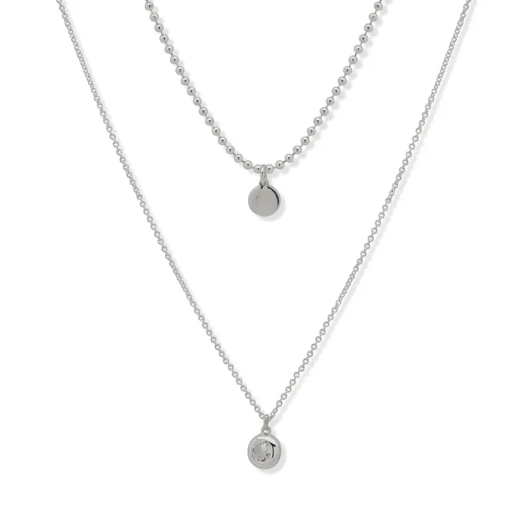 DKNY Women’s Silver Necklace - Crystal Pendant