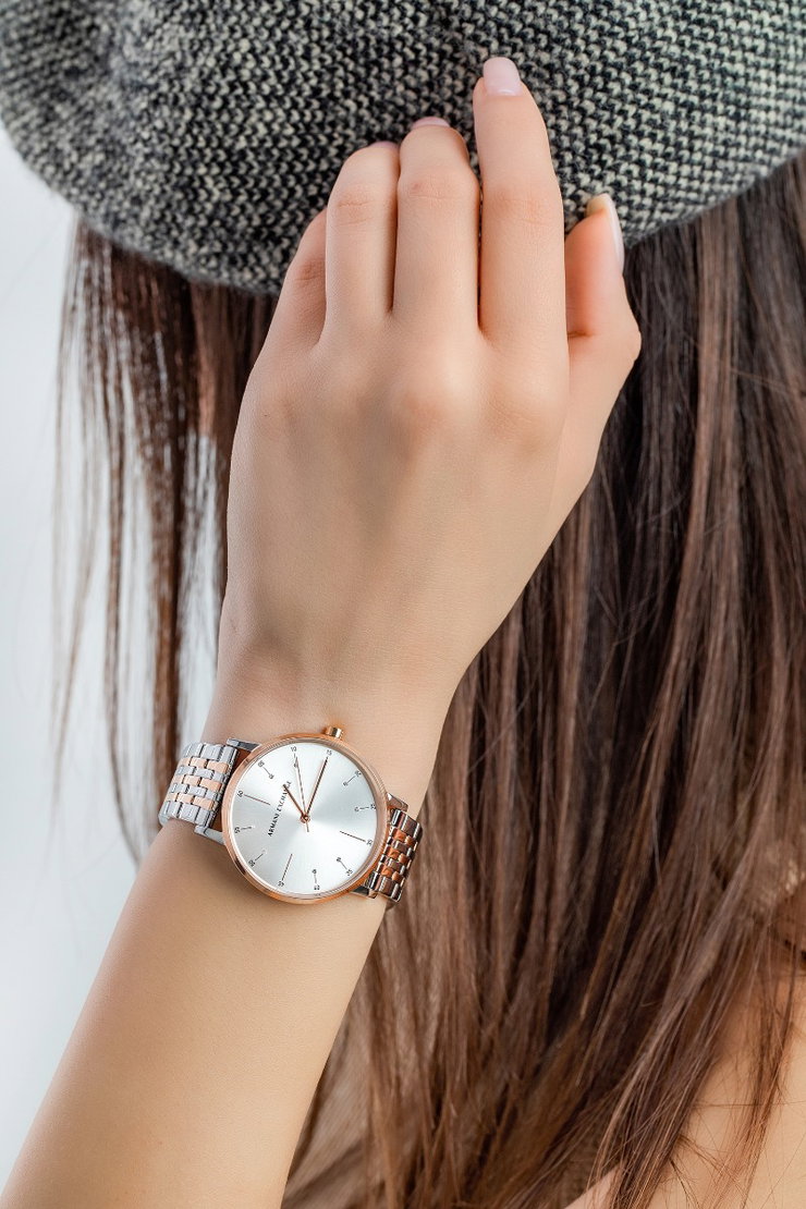 Armani Exchange ladies watch steel silver , Rose gold