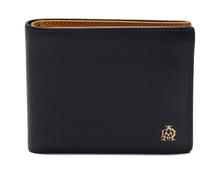 Dunhill bifold wallet pass case navy yellow leather