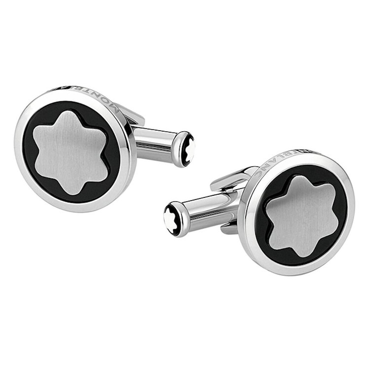Montblanc Star Cufflink steel Black with Silver