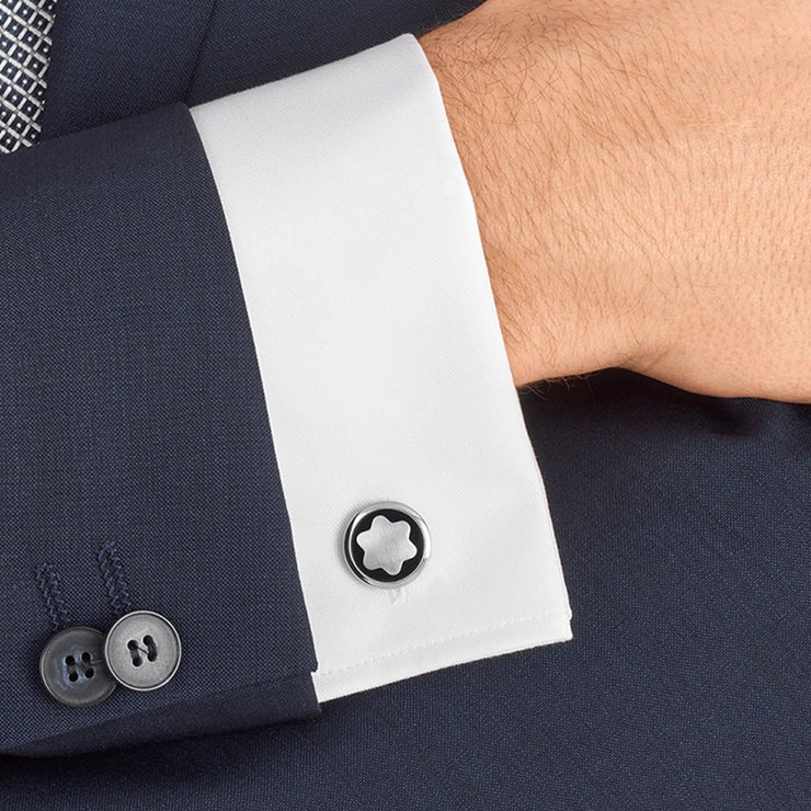 Montblanc Star Cufflink steel Black with Silver