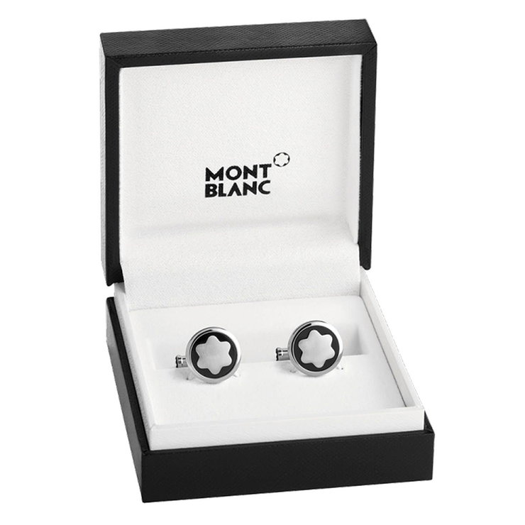 Montblanc Star Cufflink steel Black with Silver