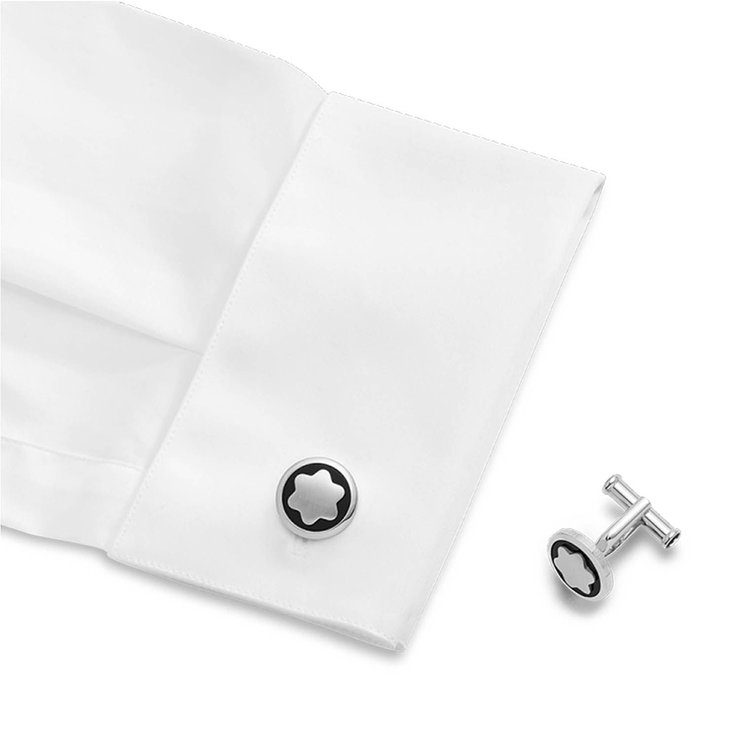 Montblanc Star Cufflink steel Black with Silver