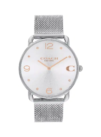 Coach Women’s Silver Mesh Watch & Floral Bracelet Set