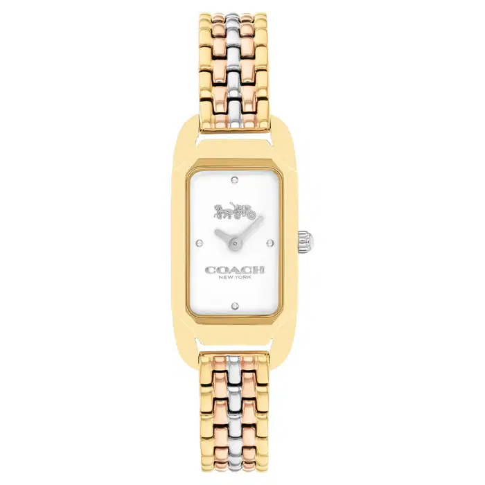 Coach Triple Tone Steel Silver White Dial Women Watch