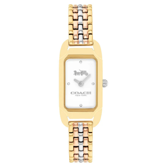 Coach Triple Tone Steel Silver White Dial Women Watch