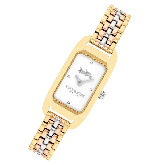 Coach Triple Tone Steel Silver White Dial Women Watch