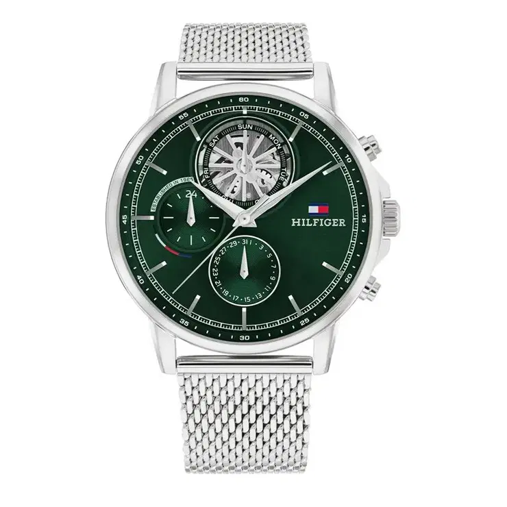 Tommy Hilfiger Men’s Green Dial Steel Mesh Watch