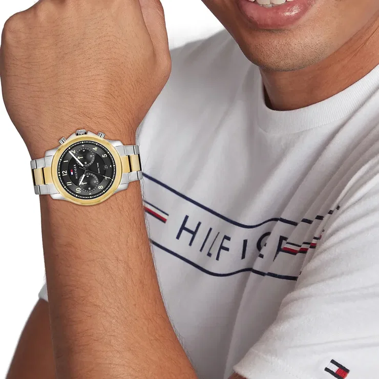 Tommy Hilfiger Men's Dual Time Two-Tone Steel watch