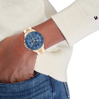 Tommy Hilfiger men's Watch - Rose Gold Steel - Blue Dial