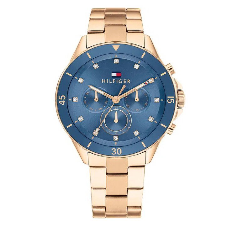 Tommy Hilfiger men's Watch - Rose Gold Steel - Blue Dial