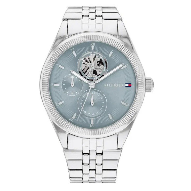 Tommy Hilfiger Monica Ladies Watch - Silver & Skeleton Blue