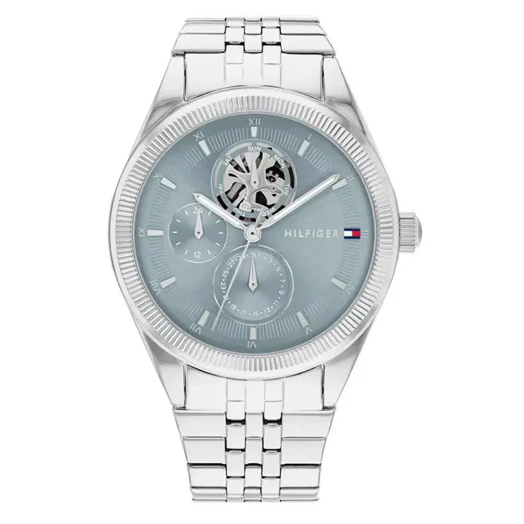 Tommy Hilfiger Monica Ladies Watch - Silver & Skeleton Blue