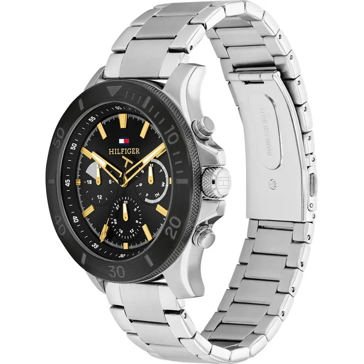 Tommy Hilfiger Men's Chronograph Silver - Steel Watch with Black
