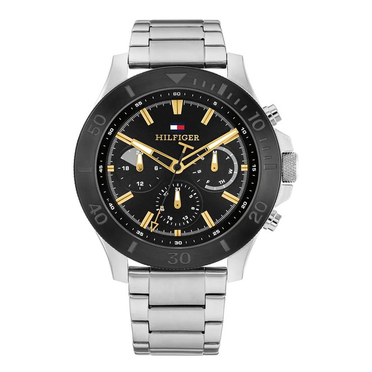 Tommy Hilfiger Men's Chronograph Silver - Steel Watch with Black