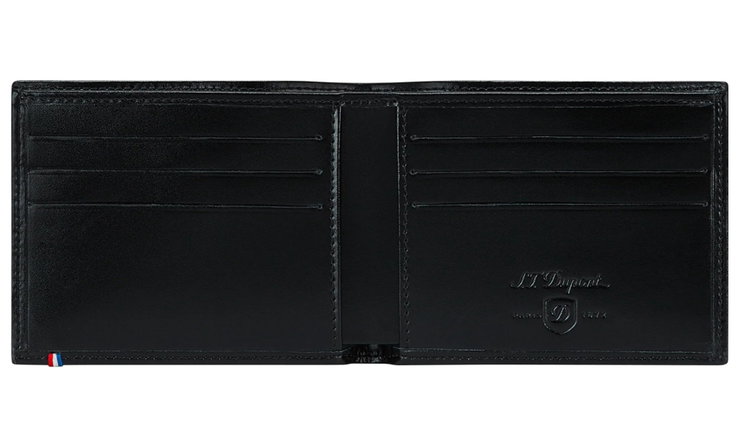 S.T. Dupont D wallet for men 6cc black leather