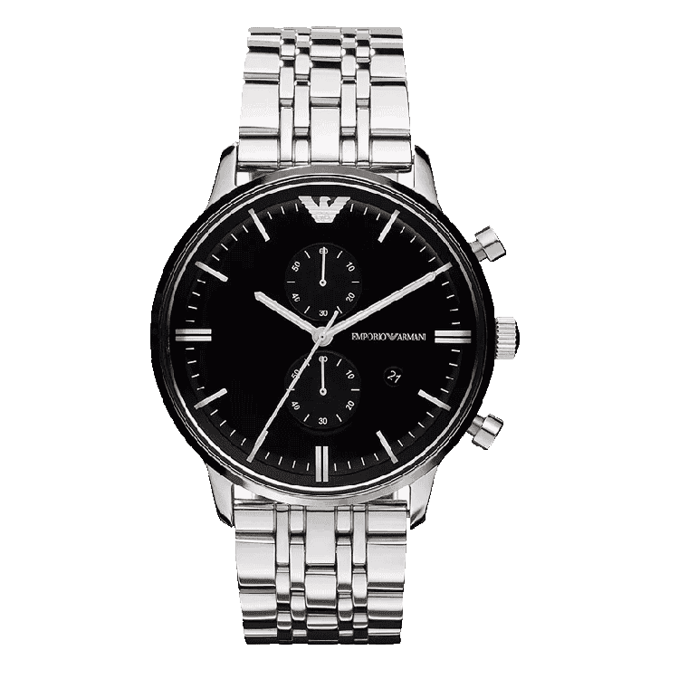 Emporio Armani Men Chronograph Watch Black Dial 