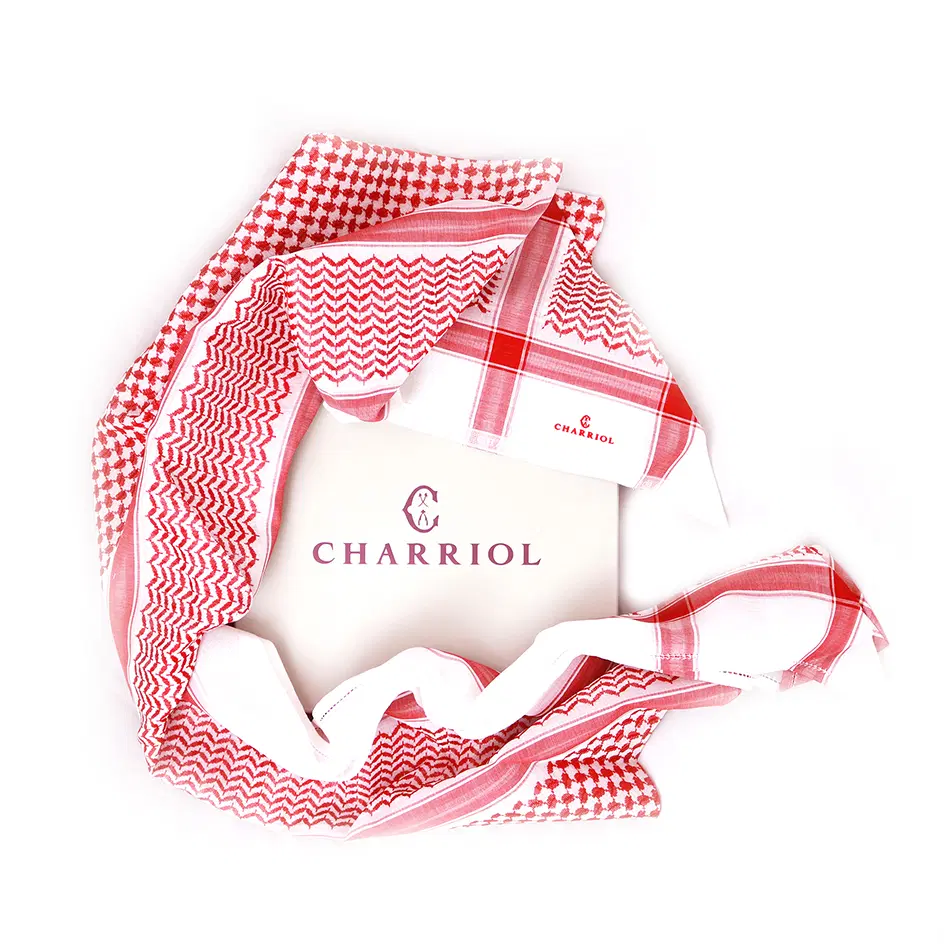 شماغ من شاريول للرجال احمر وابيض مقاس 55