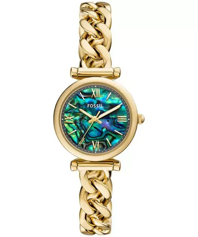 Fossil Carlie Women Gold Tone Steel Watch with Green Dial