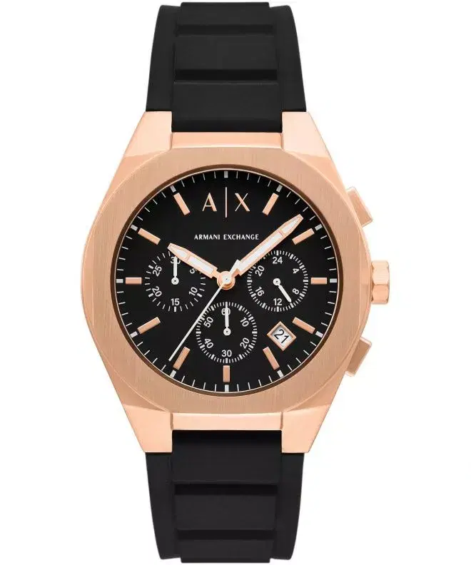 Armani Exchange Sync Chronograph Rose Gold Black Watch