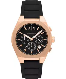 Armani Exchange Sync Chronograph Rose Gold Black Watch