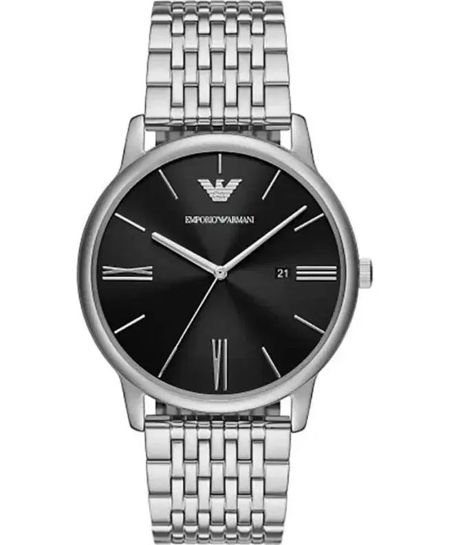 Emporio Armani Minimalist Black Dial Steel Watch