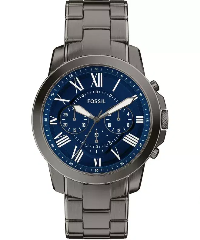 Fossil Grant Men Chronograph Steel Watch Blue Dial