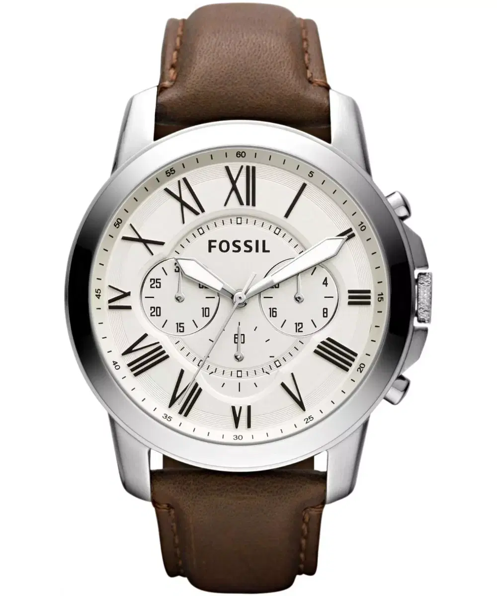 Fossil Grant Leather Men Watch Brown Strap Chronograph
