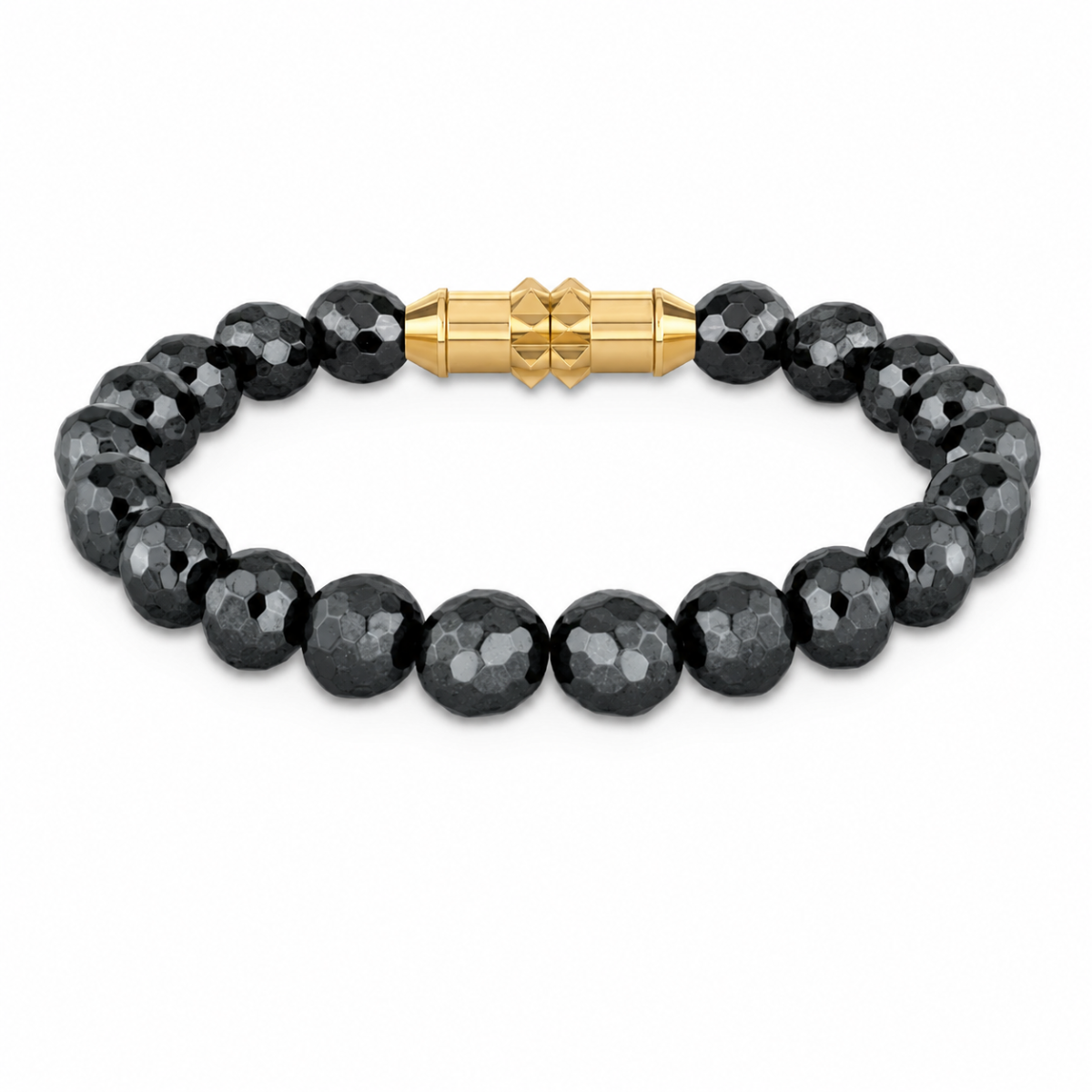 Police women gold bracelet with black beads 