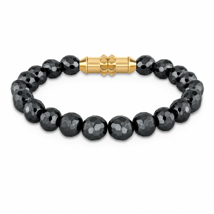 Police women gold bracelet with black beads