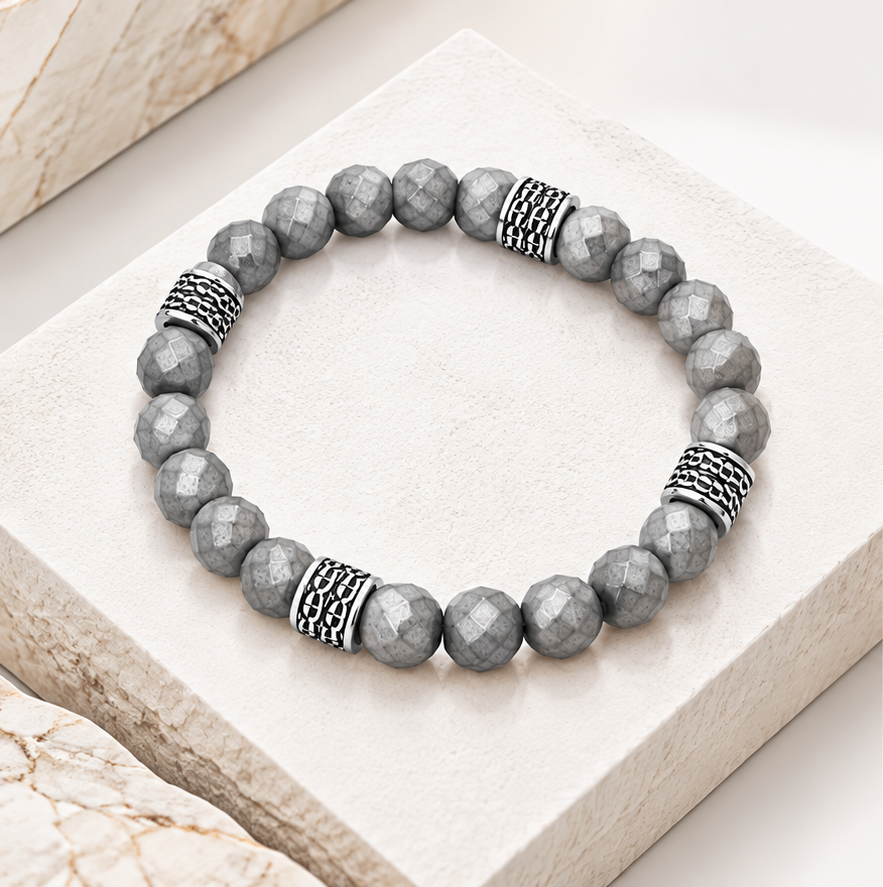 Aigner CELIO bracelet for men with grey beads