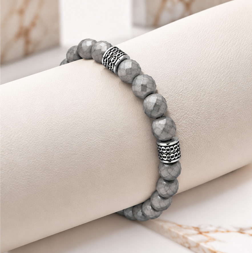 Aigner CELIO bracelet for men with grey beads