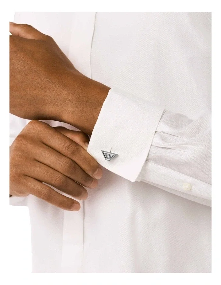 Emporio Armani Men’s Silver Triangle Logo Cufflinks
