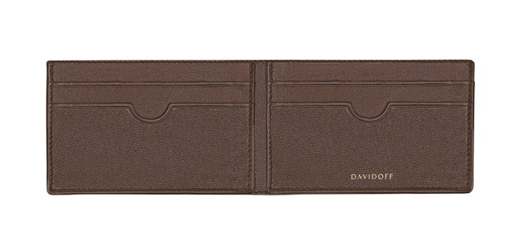 Davidoff Men Brown Leather Wallet Bifold