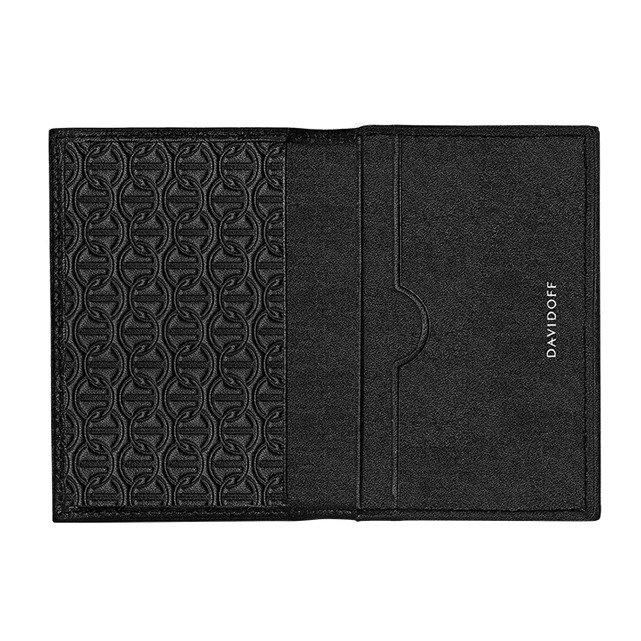 Davidoff Men Black Leather Wallet Bifold Embossed Design