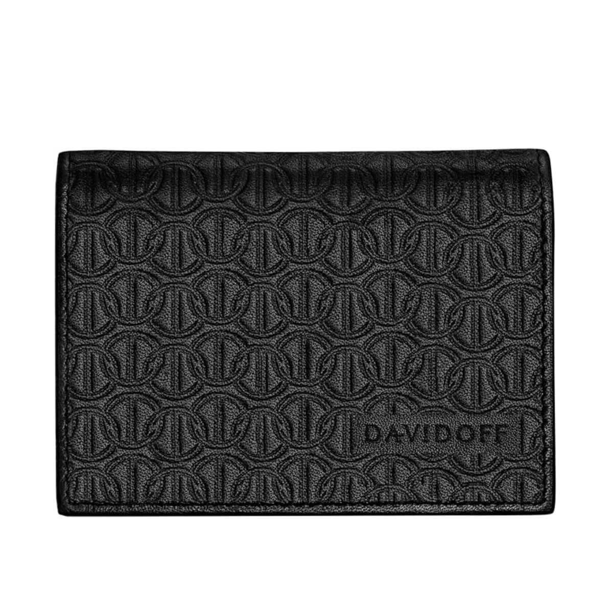 Davidoff Men Black Leather Wallet Bifold Embossed Design