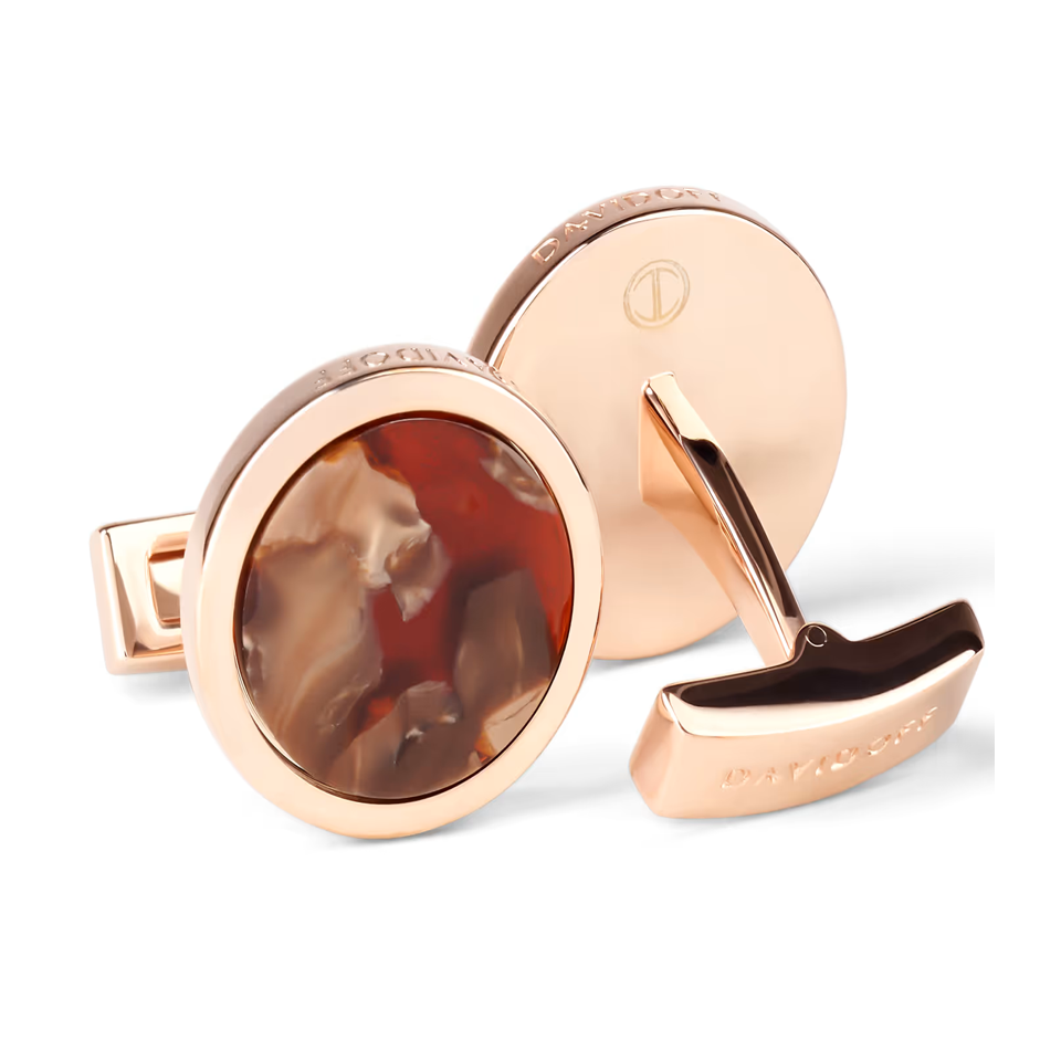 Davidoff Venice Rose Gold Steel Cufflinks for Men