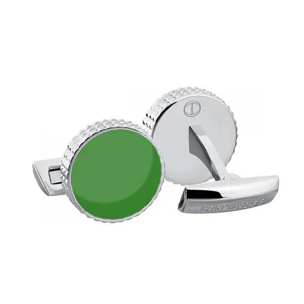 Davidoff Stainless Steel Cufflinks with Green Inlay 