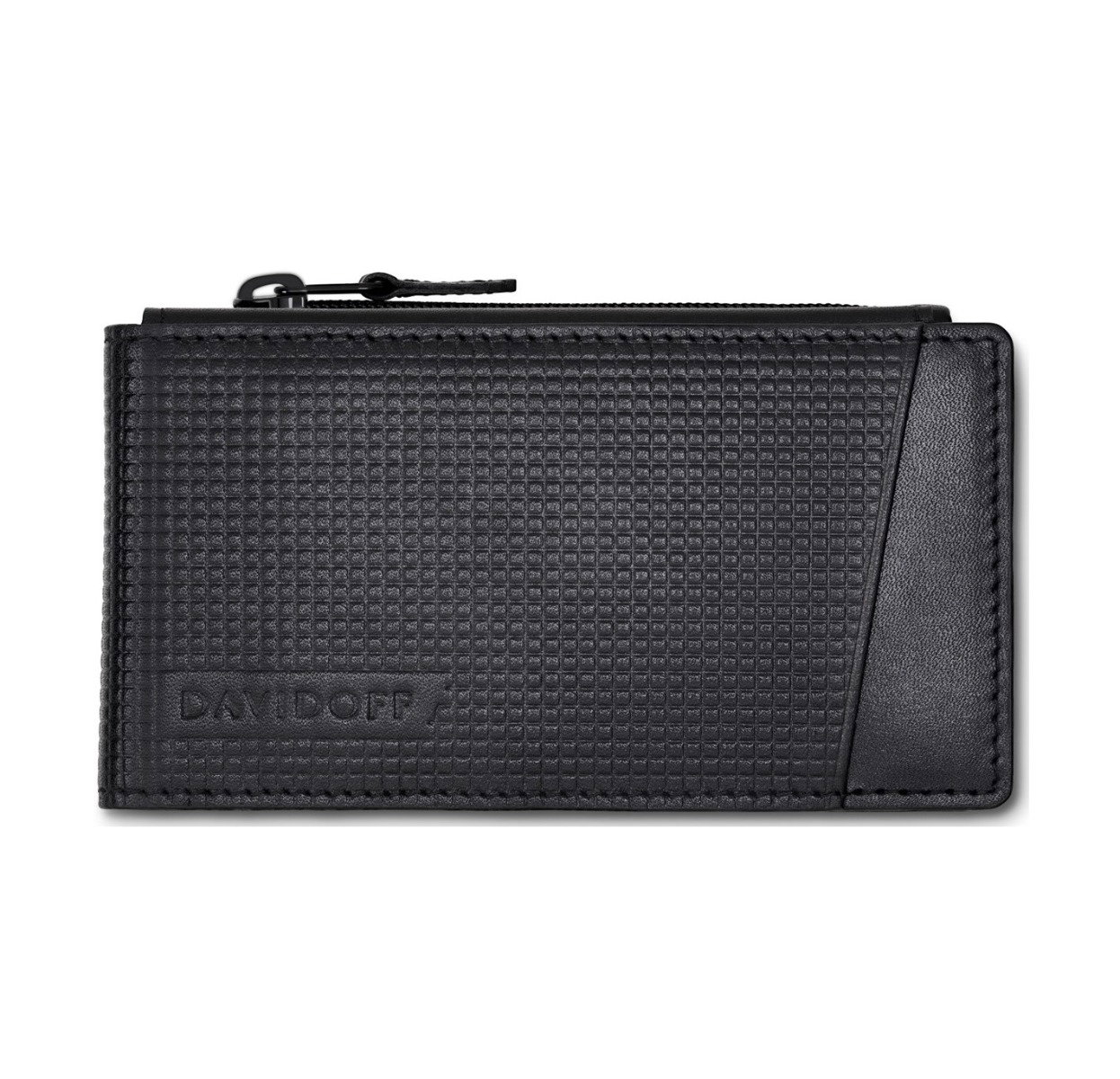 Davidoff Paris Men Black Leather Wallet Zip Coin Pocket