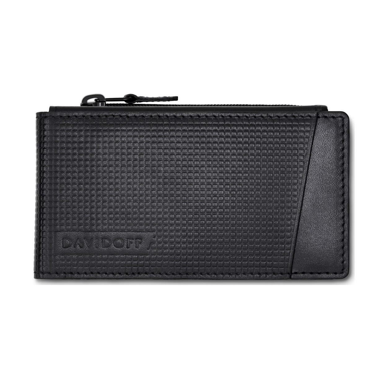 Davidoff Paris Men Black Leather Wallet Zip Coin Pocket