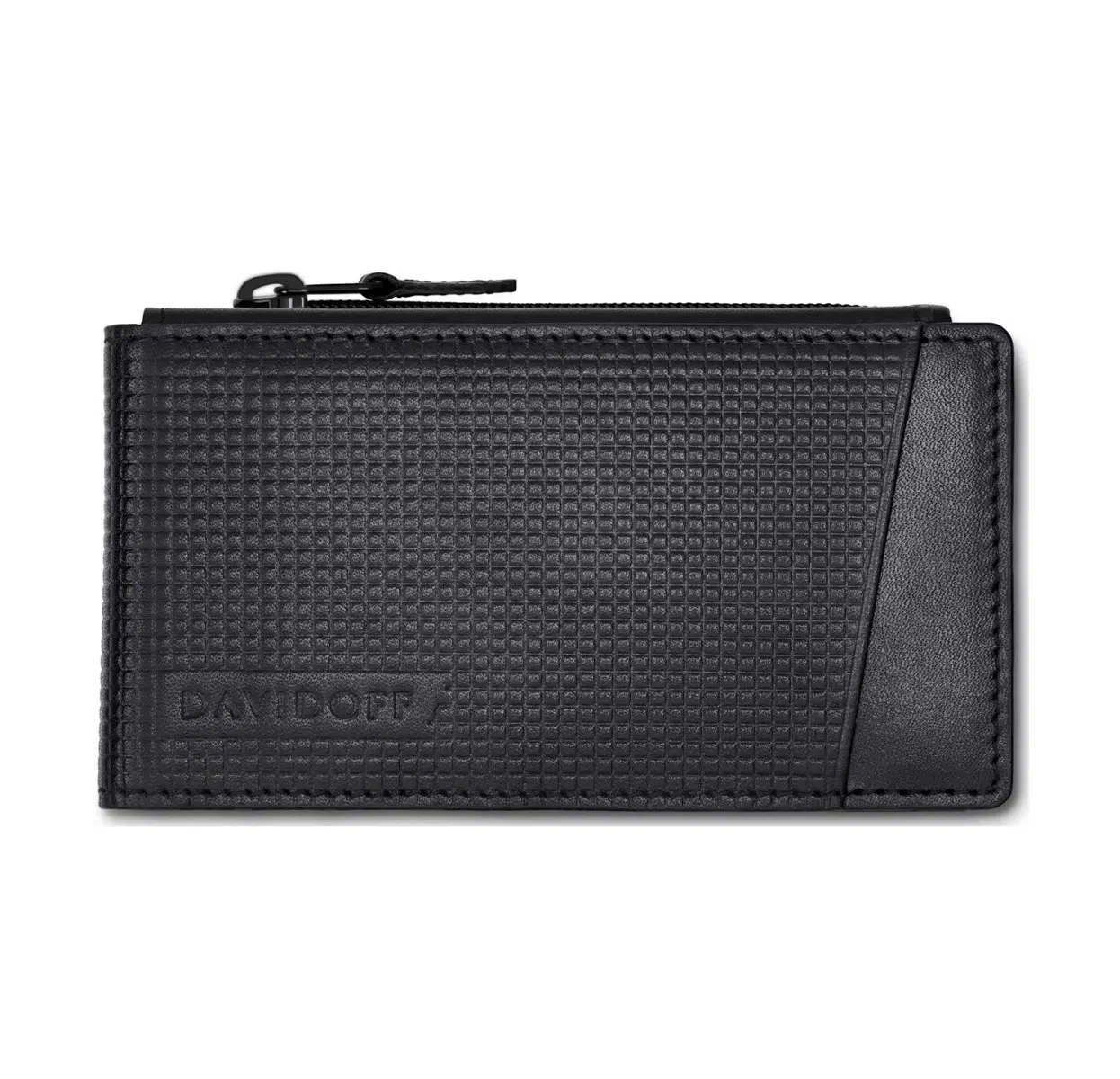 Davidoff Paris Men Black Leather Wallet Zip Coin Pocket
