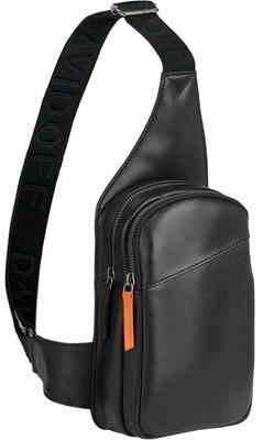 Davidoff Essential Black Leather Crossbody Bag for Men